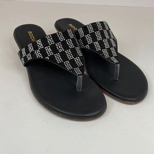 New Black and Silver Rocia Flip Flops Size 38 (7US)
